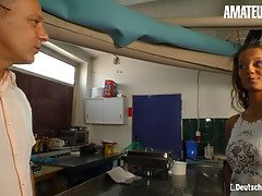 Amateur German MILF Gets Her Wet Pussy Fucked In The Kitchen