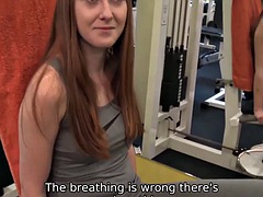 HUNT4K. Gorgeous chick trades trimmed vagina for money at the gym