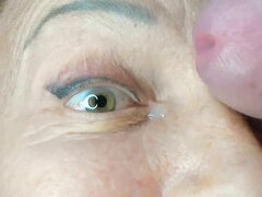 Mature MILF Tania Takes Huge Face Cum Load in Her Eye - Extreme Close Up