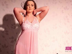 Luxurious see through dress is hardly covering the perfect body of Jodie Gasson