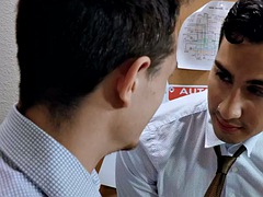 Anal, Tir de sperme, Homosexuelle, Bureau, Tatouage