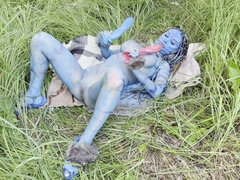 Avatar Monika Fox Big Prolapse, Hard Dildo Anal and Pussy Fuck, Squirt in Nature