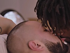 BBC gay fucks bearded white stud missionary in the ass