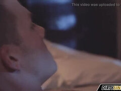 Blonde MILF stepmom gives sensual blowjob to stepson - romantic sex with big tits