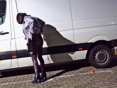 Amatør, Fetish, Hæle, Udendørs, Nylonstrømper, Tisse, Offentlig, Solo