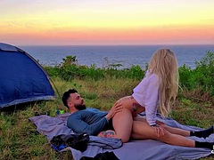 Enthousiasteling, Strand, Pijpbeurt, Sperma, Hardcore, Latijnse vrouw, Buiten, Openbaar