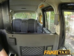 British student Carly Rae Summers gags on cock for cash in a fake taxi