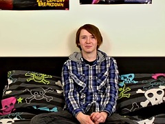 Twink strips completely naked to vigorously jerk off and cum hard