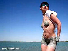 Strand, Blottande, Offentlig, Voyeur