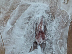 Shaving Hairy Pussy Close up with Trimmer and Razor!