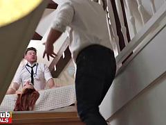 FAKEhub - Shop assistants compete over having sex with hot busty redhead thief