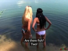 Strand, Fingering, Flickvän, Lesbisk, Slick, Utomhus, Fitta, Våt