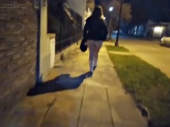 Flashed a short skirt without panties, flashes her pussy and has sex in front of the audience