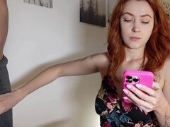 Horny sandy-haired secretary Cherrycandle with all-natural big tits gives a slow handjob to her boss, finishing with a cum shot on her chest after som