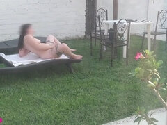 I Recorded My Stepsister Sunbathing Naked and Masturbating in the Garden