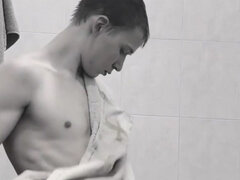 Young Boy Masturbating While Bathing