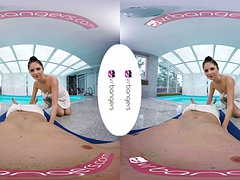 VR Bangers Young brunette gets fucked hard by the pool VR PORN