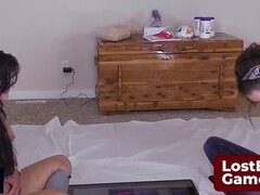 Stefanie & SarahBeth Play Wild Spin the Bottle Game - Lesbian Teen Fun