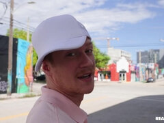 Asiatisk, Stor stjärt, Avsugning, Snopp, Ebenholts, Utomhus, Rödhårig, Trekant