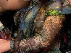 Blonde, Hard, Léchez, Orgie, Collant, Pisser, Chatte, Satin