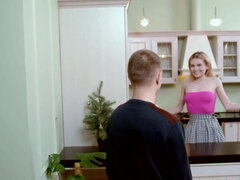 Adorable blonde hottie using the kitchen for magic