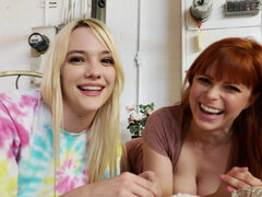 Girlfriends Kenna James and Penny Pax try to handle a stud