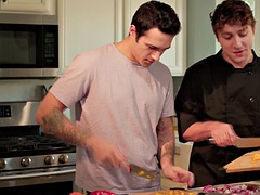 Jayden Markos has fun with his cooking teacher in his room