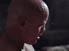 Stepdad pounds bald pussy of 21yo stepdaughter in hot missionary action