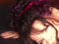 Amatőr, Gesztenyebarna, Női, Sarokkal való, Maszti, Érett koros, Harisnyanadrág, Tetkó