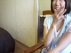 Ordinary wife with short hair takes an affair questionnaire and gets creamed in multiple languages!