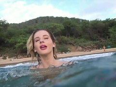 Bella is loving this trip, and wants to go to the nude beach.