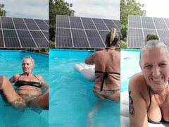 Bikini, Hausfrau, Reif, Im freien, Pool, Solo, Netzkamera, Ehefrau