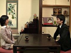 Vacker, Avsugning, Sperma shot, Japansk, Onani, Mogen, Milf