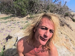 Gigi and Dave - Sex and Tease on a Nudist Beach. Extra Edition. Shemale Dogging Outdoor