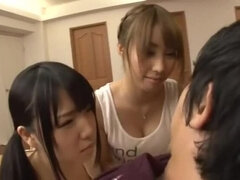 アジア人, 美女, 手コキする, 日本人, ティーン, 三人
