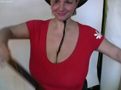 Silicone free giant boobs on curvy blonde mommy - solo