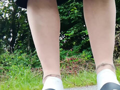 In Slippers and White Socks in Nature