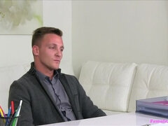 Amatør, Pik sutte, Hundestilling, Kvinde, Kontor, Pov, Bryster