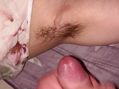 Cum blast on hirsute armpits