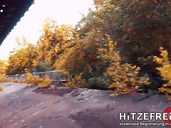 Sandy fucked OUTDOORS in crazy positions!