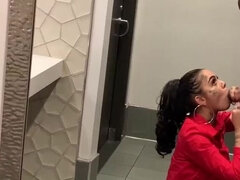 Genevieve Sinn Deep Throats Sevyan Harden's Huge BBC in Public Restroom - POV Blowjob & Cumshot