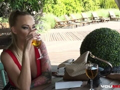 デカパイ, ブロンド, フェラチオ, 淫乱熟女, オマンコ, ロシア人, 剃毛, 三人