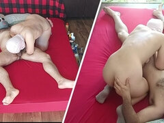 Blowjob with Amateur Wife, Hairy Pussy, Big Ass. Sensual Massage of a Hot Couple with Oil on the Body.