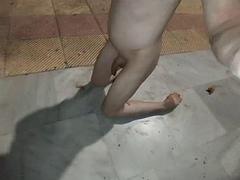 Naked in public, playing with my piss whipping my ass