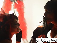 Charley Chase and busty Alia Janine fuck