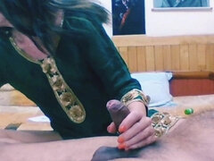 Blasen, Paar, Handjob, Selbstgemacht, Indisch, Milf