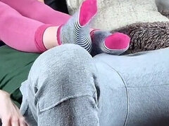 Amateur Facesitting and Ballbusting with Socks and Leggins