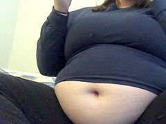 Bbw belly stuffing, bbw belly play, belly rub