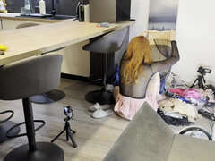 Bonitinhoa fofoa atraente, Feito em casa, Melharucos naturais, Calcinha, Ruivoa, Saia, Correia, Tetas