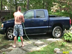 Dad washing his truck